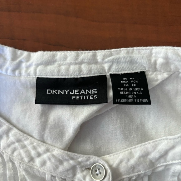 DKNY Jeans Petite Small White Sleeveless Cotton Button Down Blouse - Picture 10 of 13